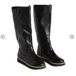 Cloudwalkers Women's Wide Fit Skylar Side Zip Tall Boots Navy Size 9.5 NWT